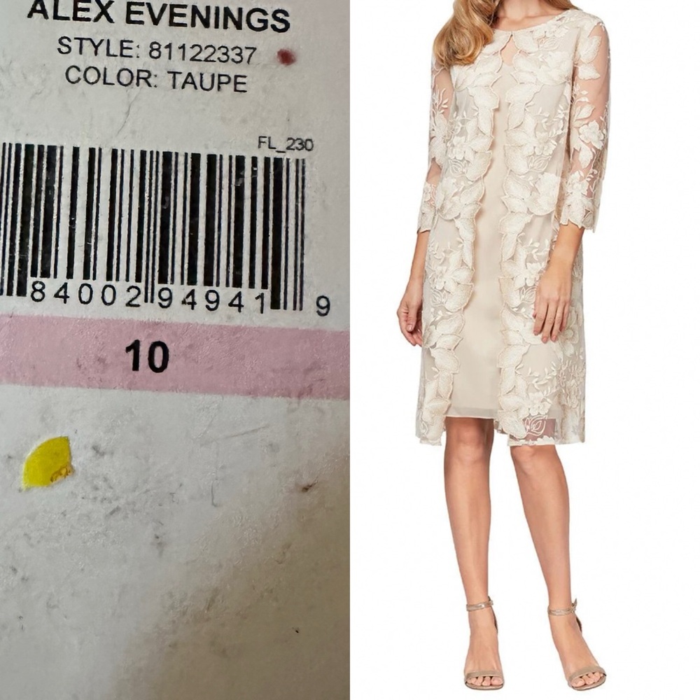 ALEX
EVENINGS
Embroidered Mock Jacket Dress Taupe--Beige
Size 10 - Picture 10 of 10